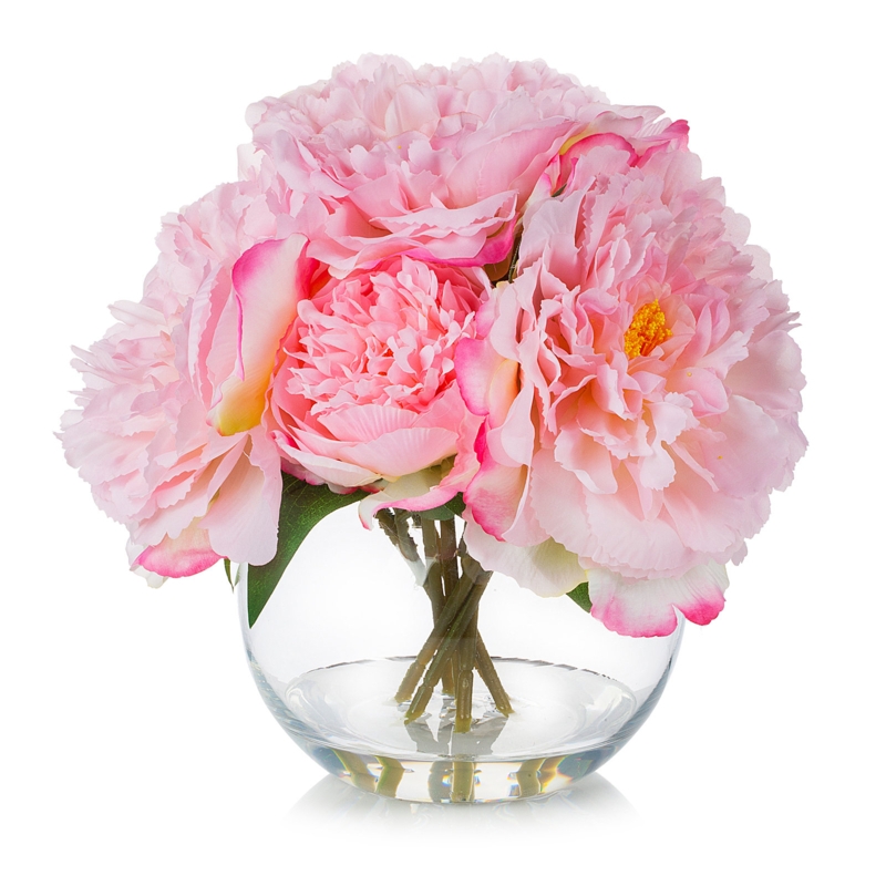 Faux Silk Peony Arrangement in Vase