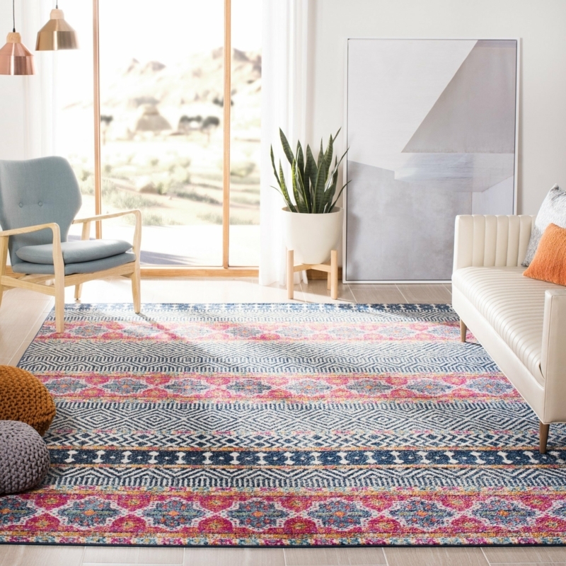 Felty Geometric Navy/Ivory Area Rug