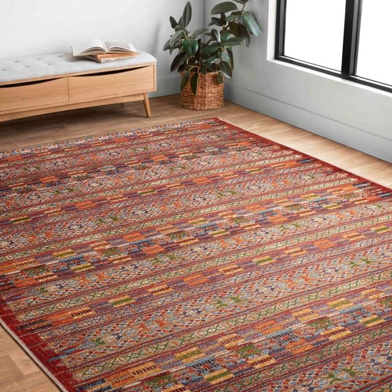 Fiecke Abstract Red Indoor / Outdoor Area Rug