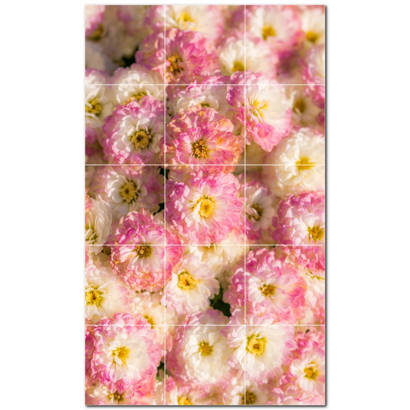 Flowers Photo 8'' x 8'' Satin Ceramic Decorative Mural
