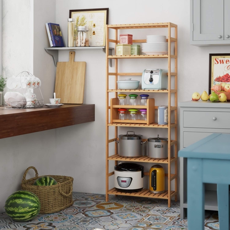 Forontenac 63.4" H x 23.6" W Etagere Bamboo Bookcase with Adjustable Shelves