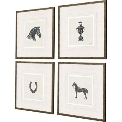 Foundry Select Equestrian S / 4 Paper in Black, Size 20.0 H x 20.0 W x 1.0 D in | Wayfair | Home Decor