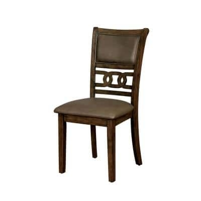 Furniture of America Ilana Satin Walnut Leatherette Ring Side Chair (Set of 2)