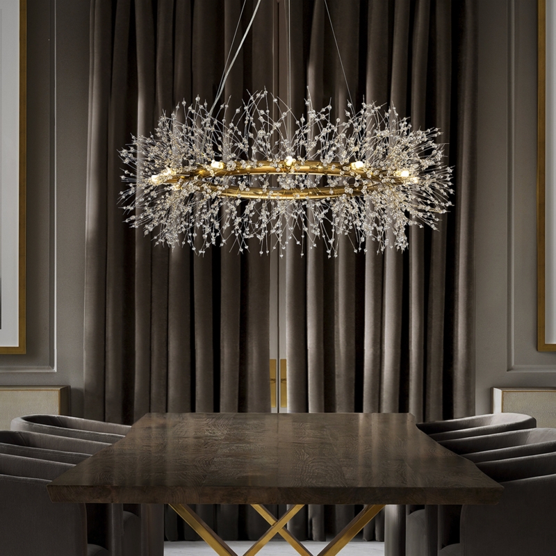 Galewood Wagon Wheel Firework Crystal Chandelier For Living Room And Dining Room