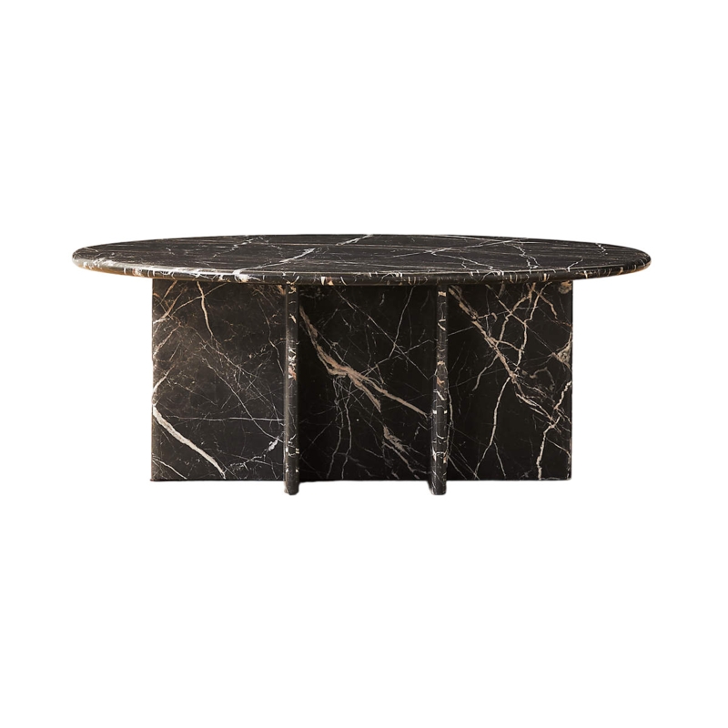 Genuine Marble Round Coffee Table - St Laurent Marble