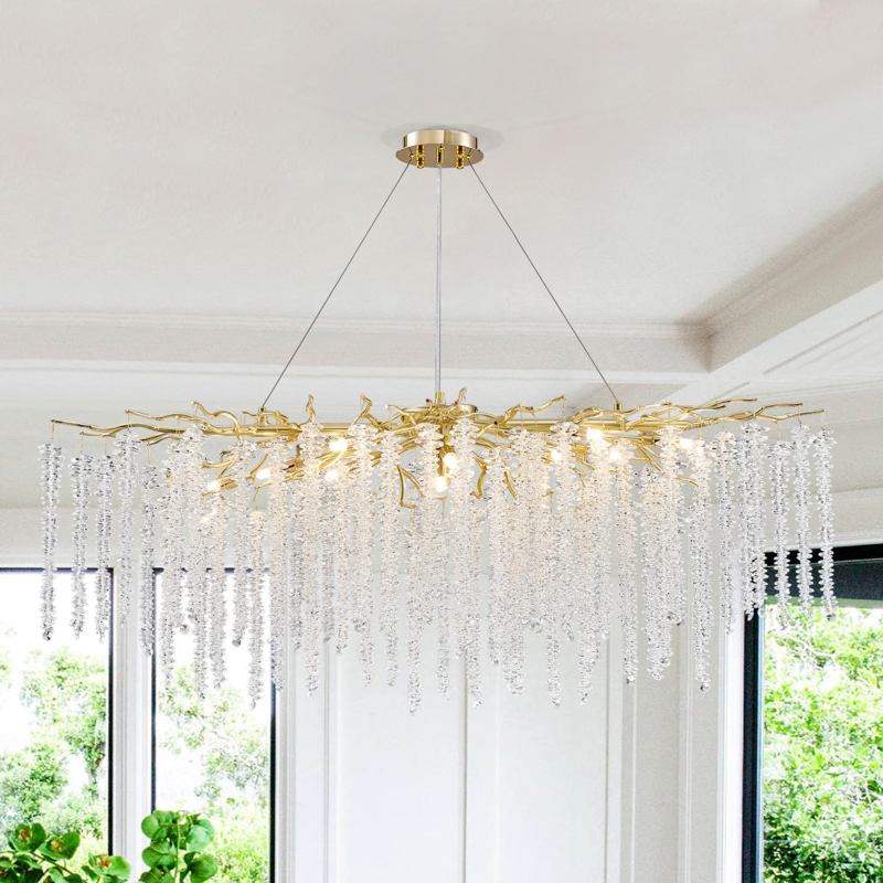 Gertrue 13 - Light Crystal Dimmable Kitchen Island Square / Rectangle Chandelier