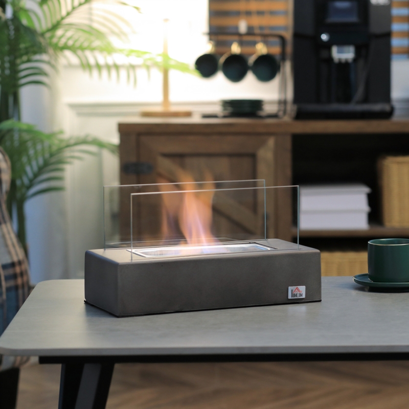 Glass Ethanol Tabletop Fireplace with Flame Guard