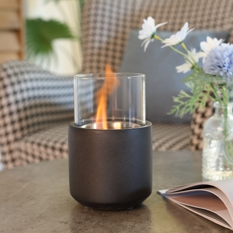 Glass Ethanol Tabletop Fireplace with Flame Guard