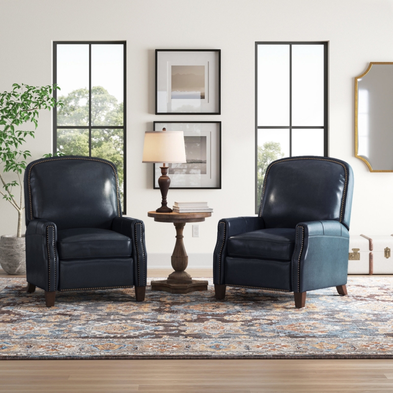 Glen Ellyn 30" Wide Genuine Leather Manual Club Recliner