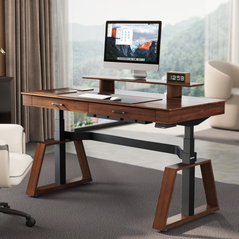 Goldie TX63, Standing Desk, Walnut, 63"