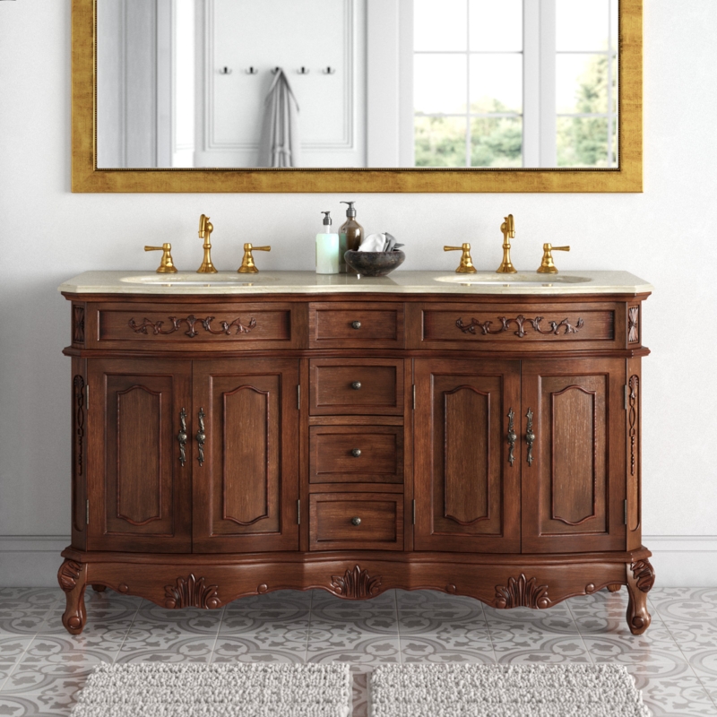 Gondola 60'' Double Bathroom Vanity with Marble Top