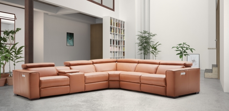 Graddy 6 - Piece Leather Power Reclining Sectional