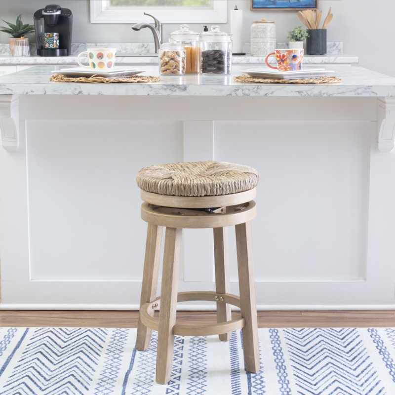 Granville Swivel Solid Wood Woven Seat Bar u0026 Counter Stool
