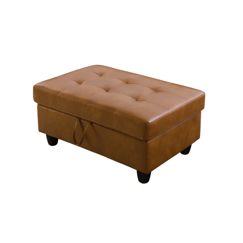 Greicy 35" Wide Faux Leather Tufted Rectangle Storage Ottoman