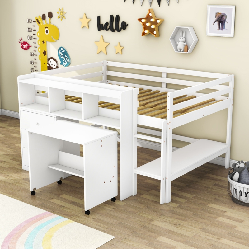 Gruszka Full 3 Drawer Loft Bed with Built-in-Desk by Harriet Bee