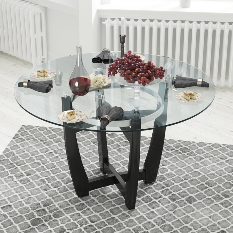 Gursharon Oval Glass Top Solid Wood Base Dining Table