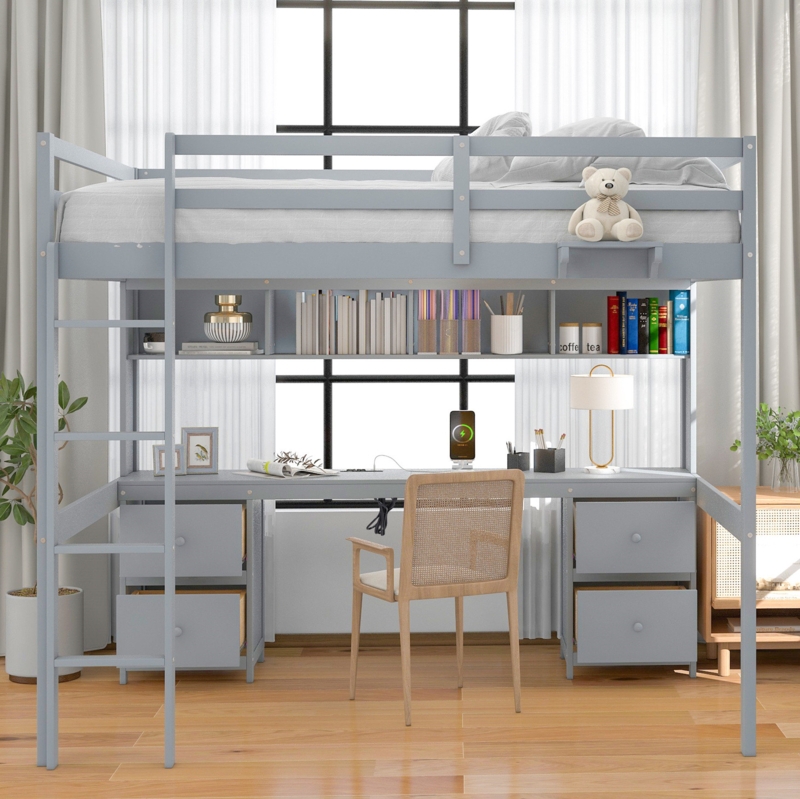 Gursimran Full 4 Drawer Loft Bed with Built-in-Desk by Harriet Bee
