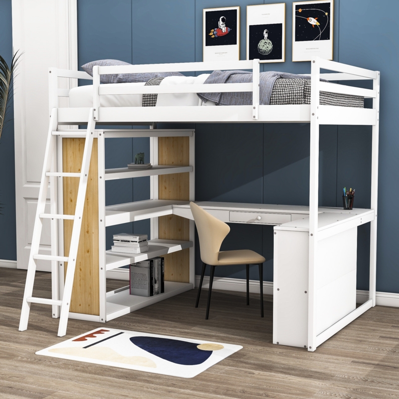 Hadees Full Platforms Loft Bed with Built-in-Desk by Harriet Bee