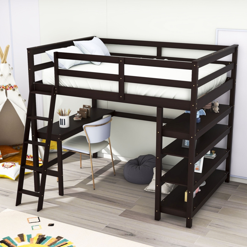 Hafez Full Loft Bed with Built-in-Desk by Harriet Bee