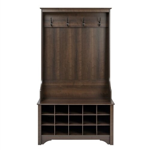 Hall Tree 16'' Wide with Bench and Shoe Storage