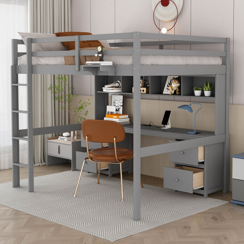 Harana Full Loft Bed Bed with Built-in-Desk by Harriet Bee