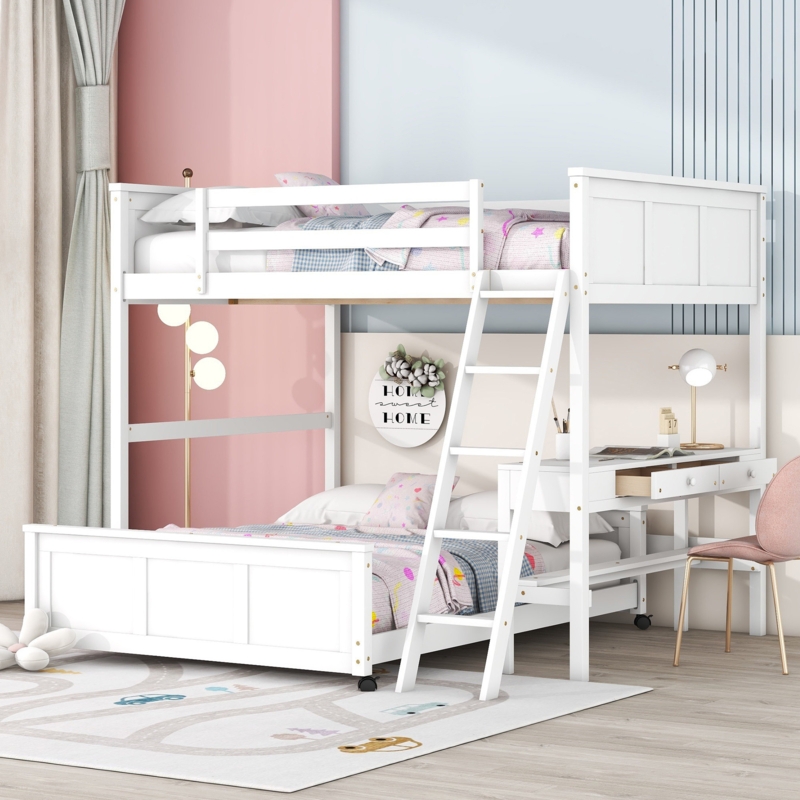 Harce Kids Bunk Bed with Desk and Drawers