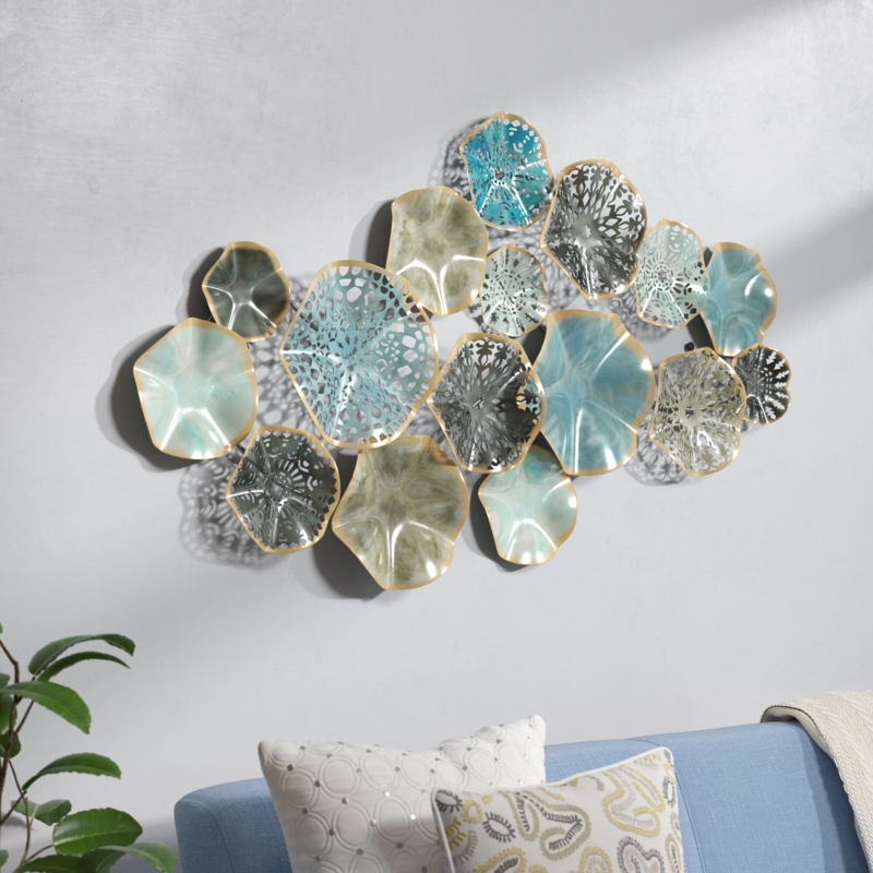 Hench Multi Colored Metal 3D Overlapping Discs Plate Wall Decor 50" x 3" x 25"