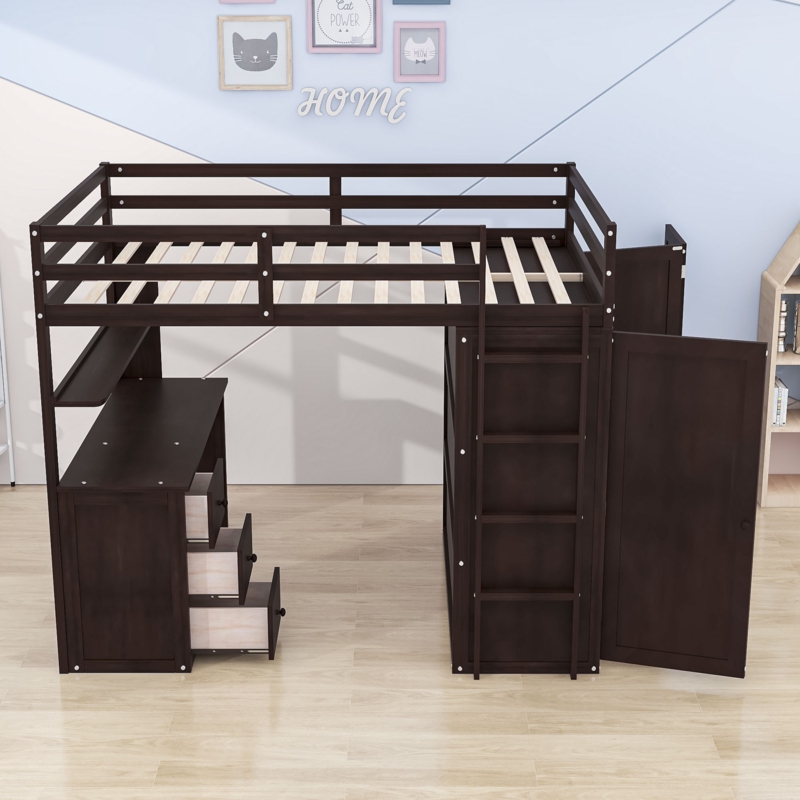 Henness Full 3 Drawer Loft Bed with Built-in-Desk