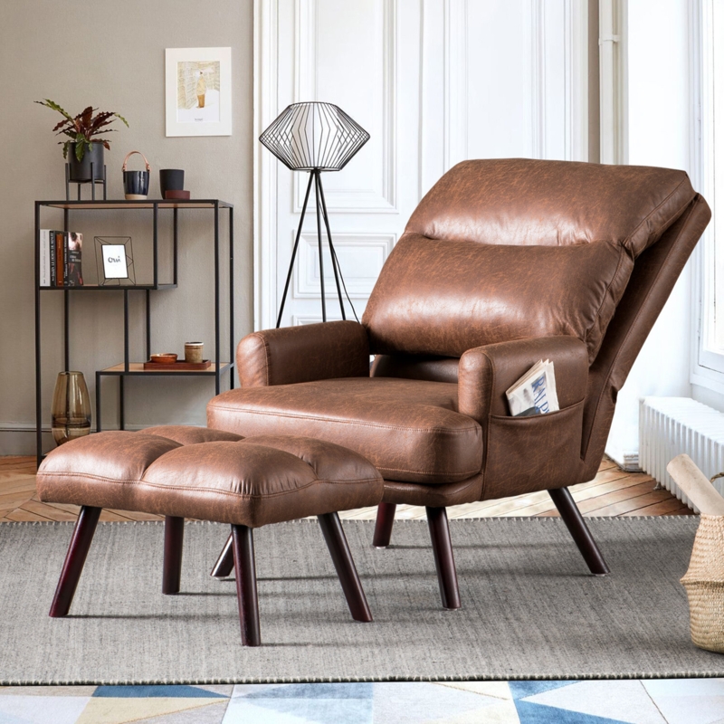 Hogle Upholstered Accent Chair with Ottoman