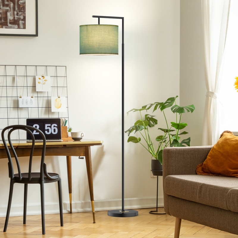 Hogsett 64'' Arched/Arc Floor Lamp with Remote Control and Bulb Included