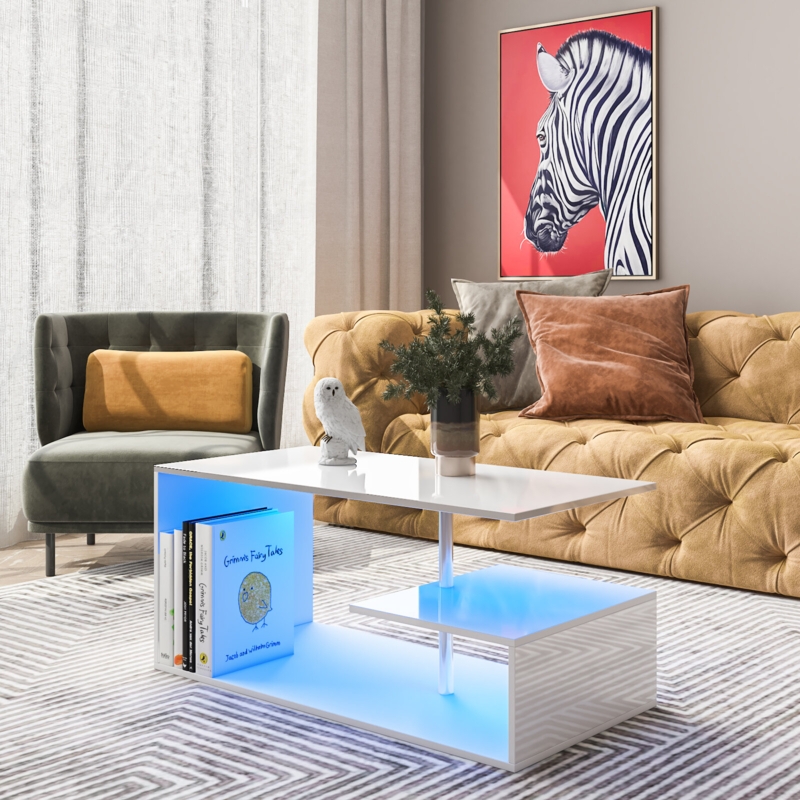 Holl Modern Coffee Table with Smart APP Controlled RGB LED Light Strip