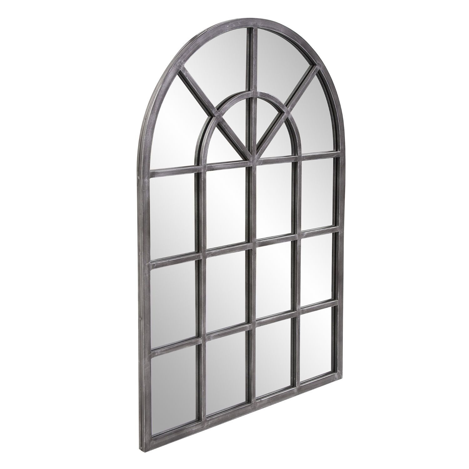 Howard Elliott Collection 13359 Fenetre Windowpane Mirror in Antique Silver, Transitional | Bellacor