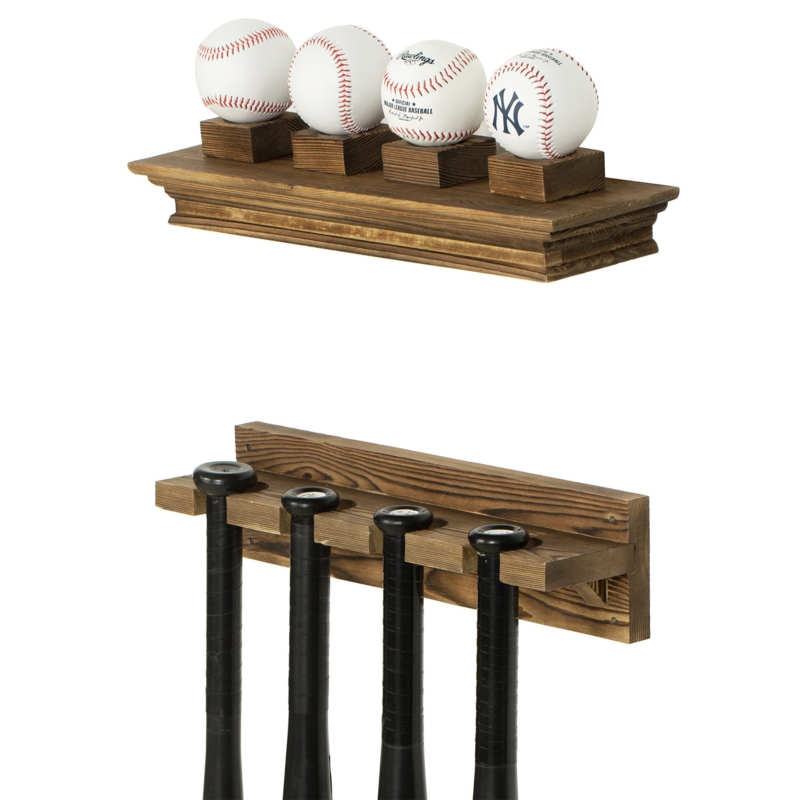 Identas Wall Mounted Baseball and Bat Sports Storage