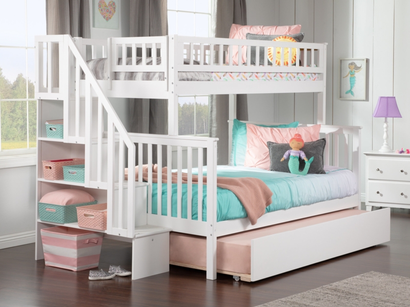 Ilariana Heavy Duty Wood Staircase Bunk Bed with Under Bed Trundle Bed