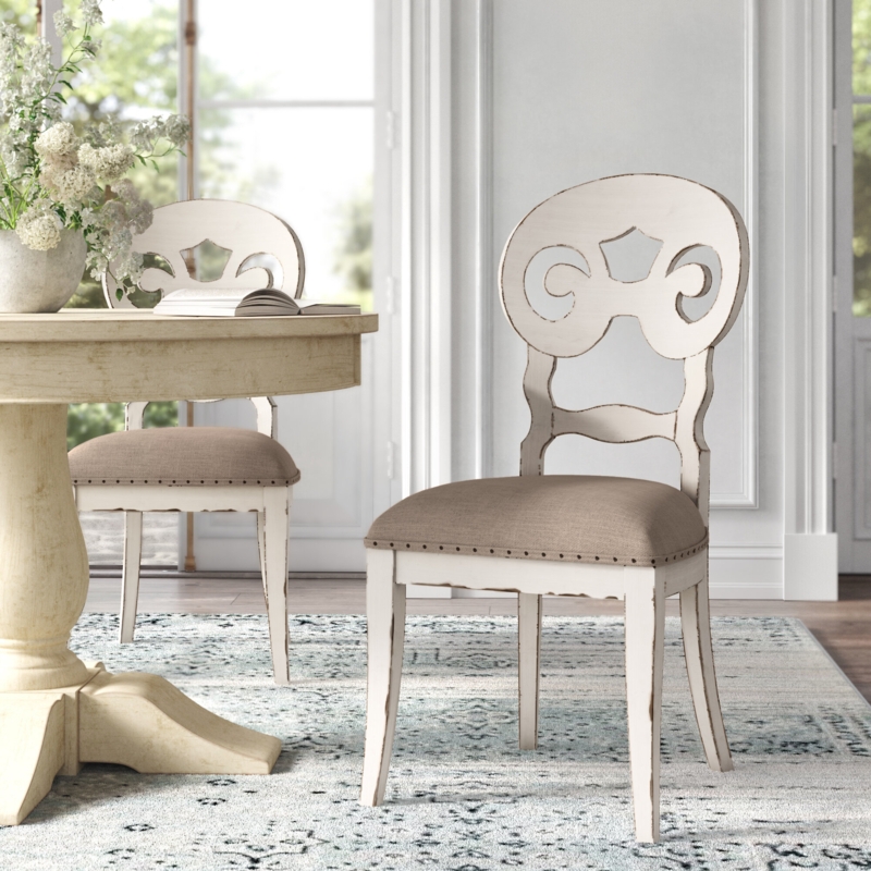 Ilford Queen Anne Back Side Chair in Beige (Set of 2)