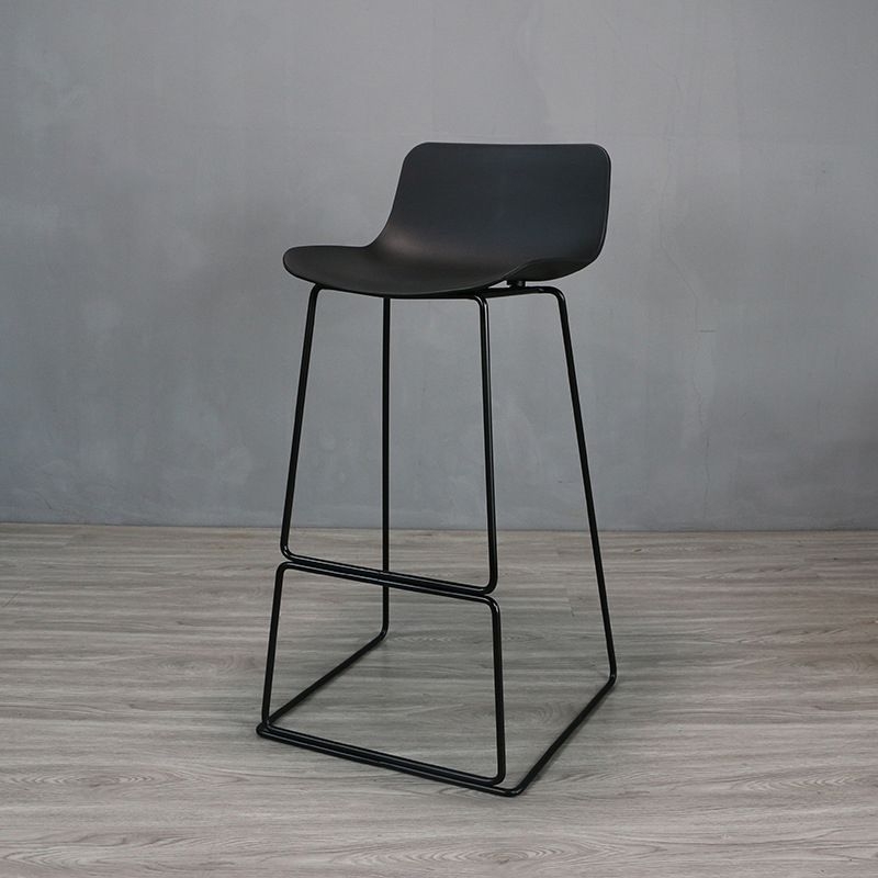 Industrial Style Barstool Metal and Plastic Bar Stool for Dinning Room - White / Black / 2 Piece Set