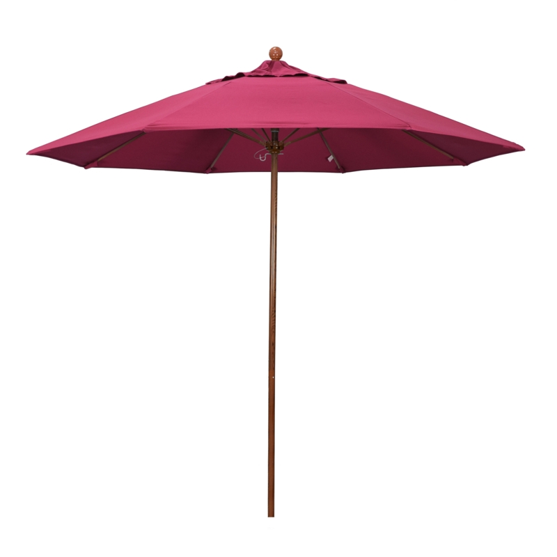 Inglesbatch 9 Ft. Commercial Woodgrain Market Patio Umbrella Fiberglass Ribs In Sunbrella