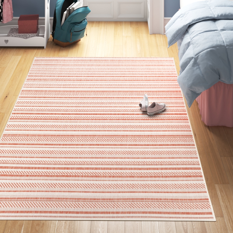 Isidro Striped Orange Indoor/Outdoor Area Rug