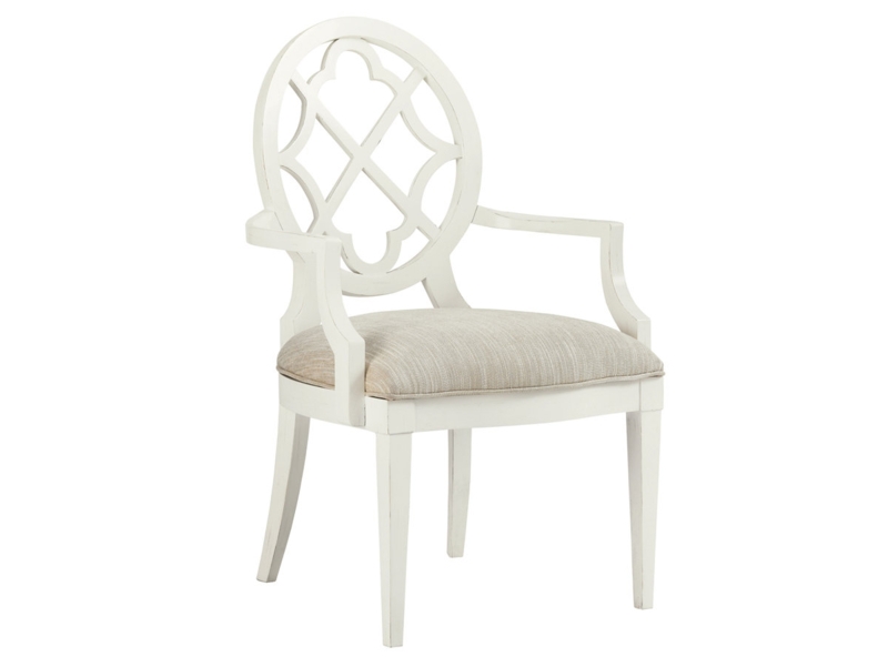 Ivory Key Cross Back Arm Chair in White/Beige