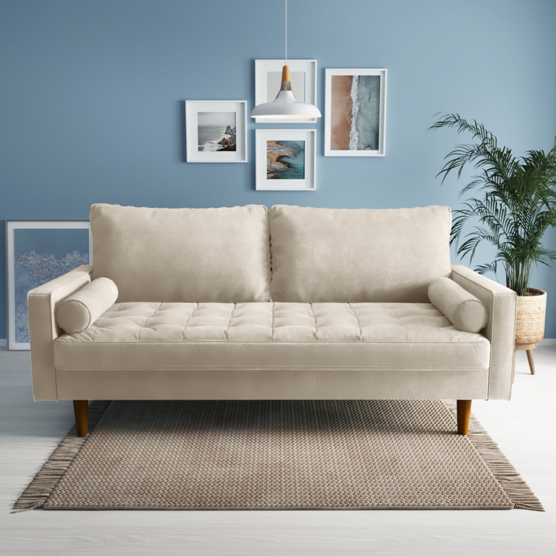 Jaiden 70" Velvet Square Arm Tufted Seat Sofa
