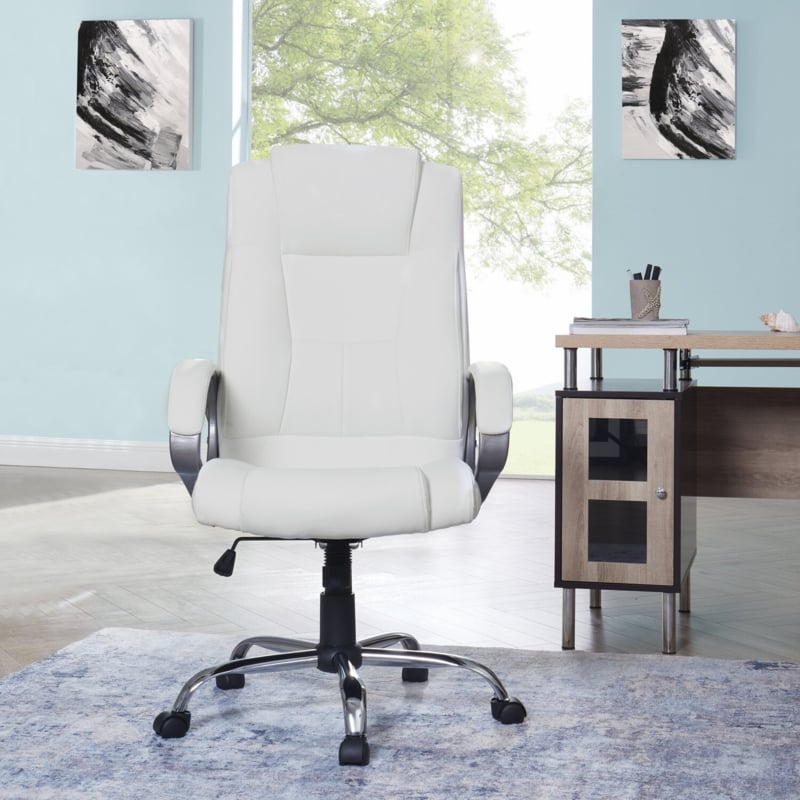 Jakyrah High Back Executive Faux Leather Office Chair with Back Support, Armrest and Lumbar Support