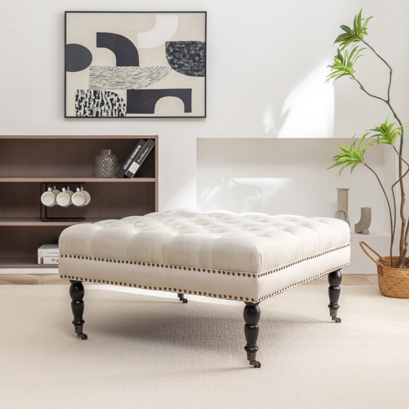 Jamaah Square Cocktail Ottoman with Wheels