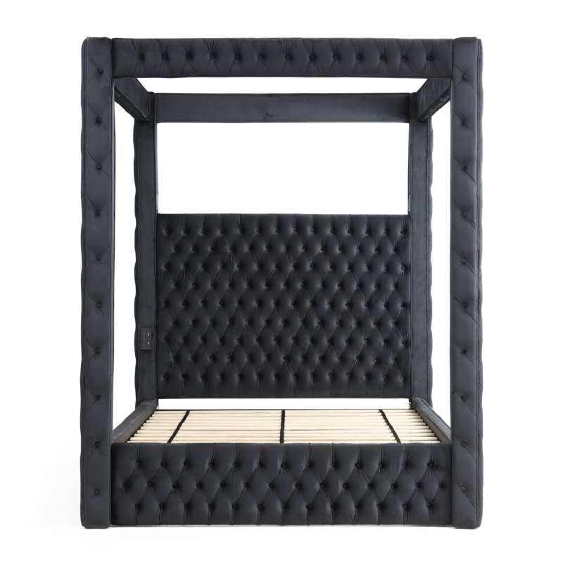Jittender Dream Luxurious Velvet Canopy Bed with Speaker & USB Connection