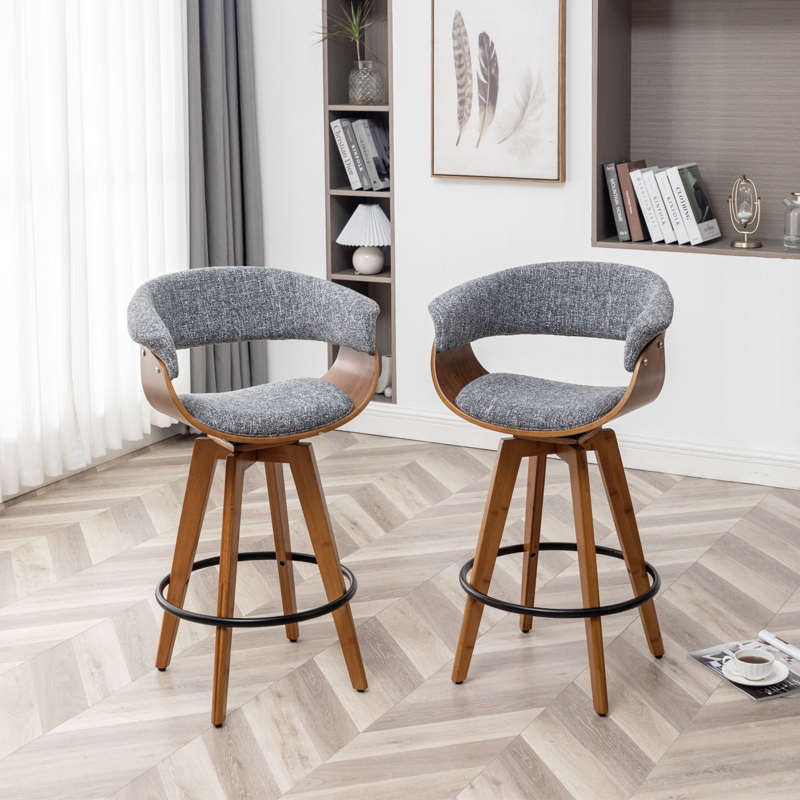 Joeanne Swivel 26'' Linen Counter Stool