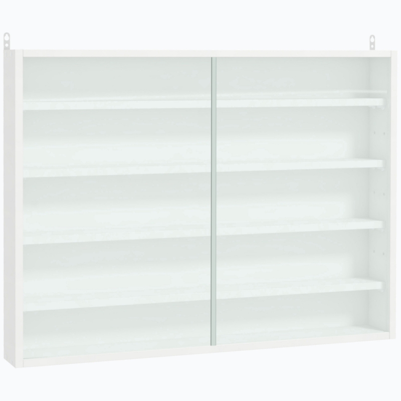Johnrichard 5-Tier Display Cabinet, Glass Display Case with 2 Doors and Adjustable Shelves