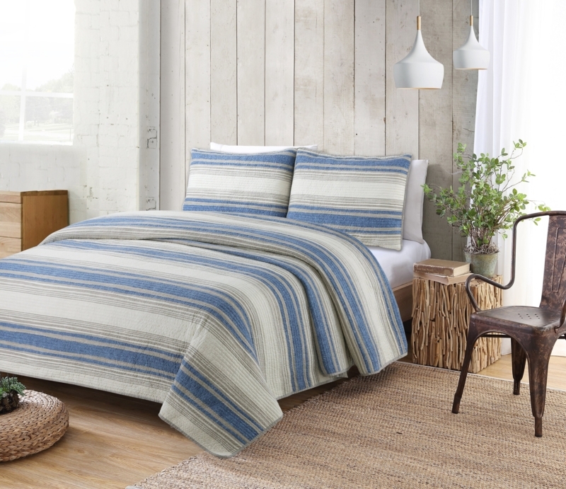 Julie Percale Striped Quilt Set