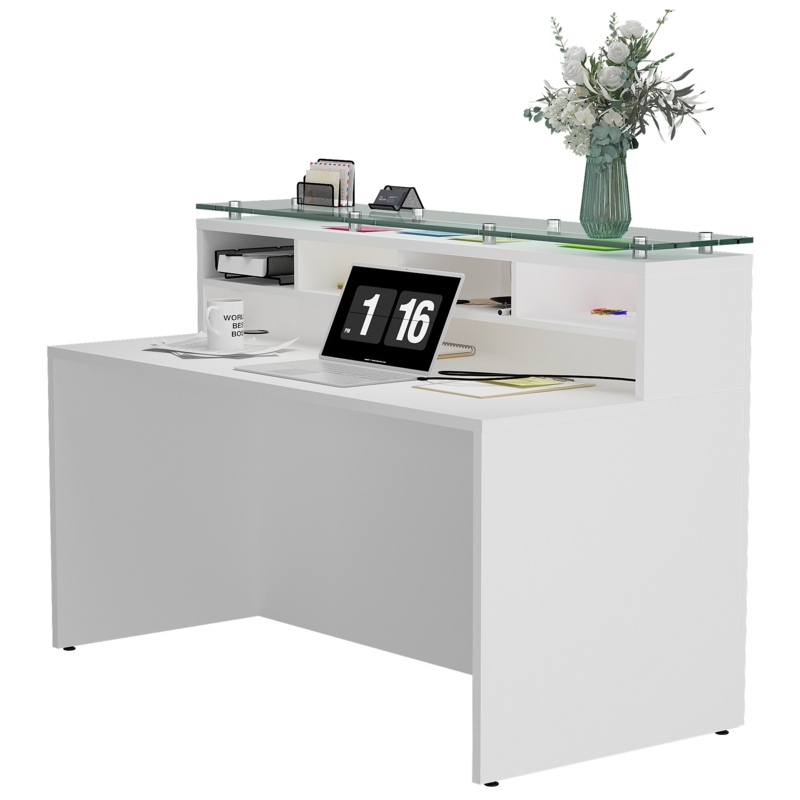 Karstens 2 Person Rectangle Glass Reception Desk