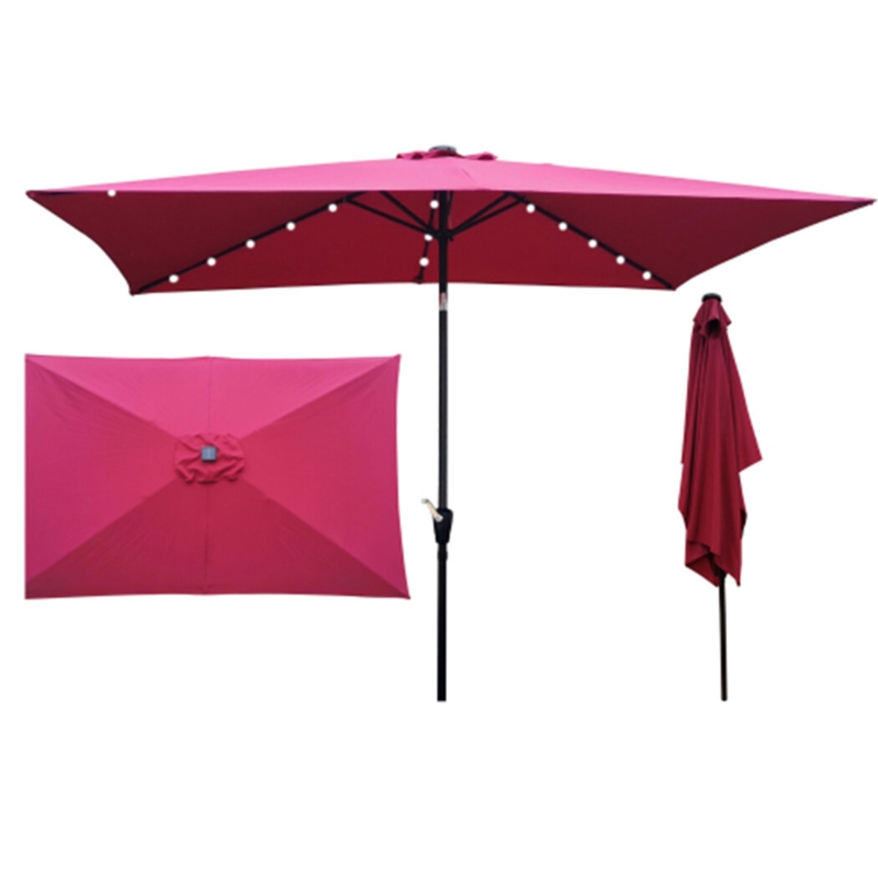 Kashaf 120'' x 74.4'' Rectangular Lighted Tilt Beach Umbrella