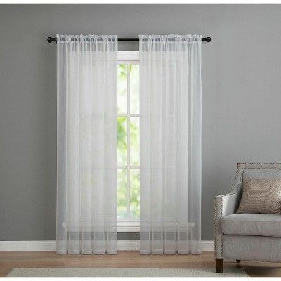 Kate Aurora Premium 2 Pack Sheer Voile Window Curtain Panels - 52 in. W x 84 in. L, White