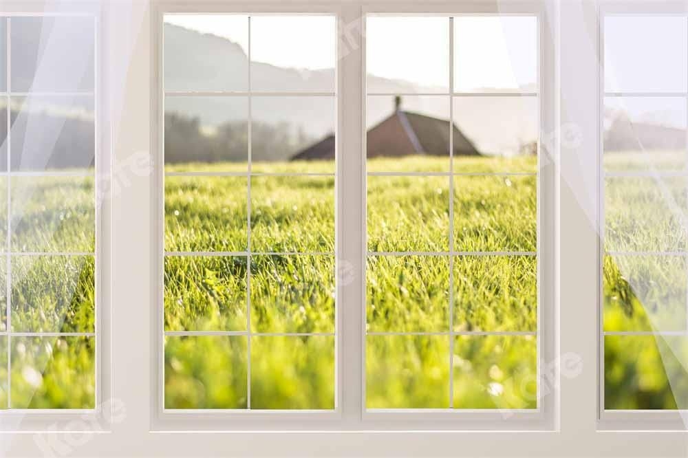 Kate Spring Window Backdrop Grassland Designed by Emetselch - 5x3ft(1.5x1m)
